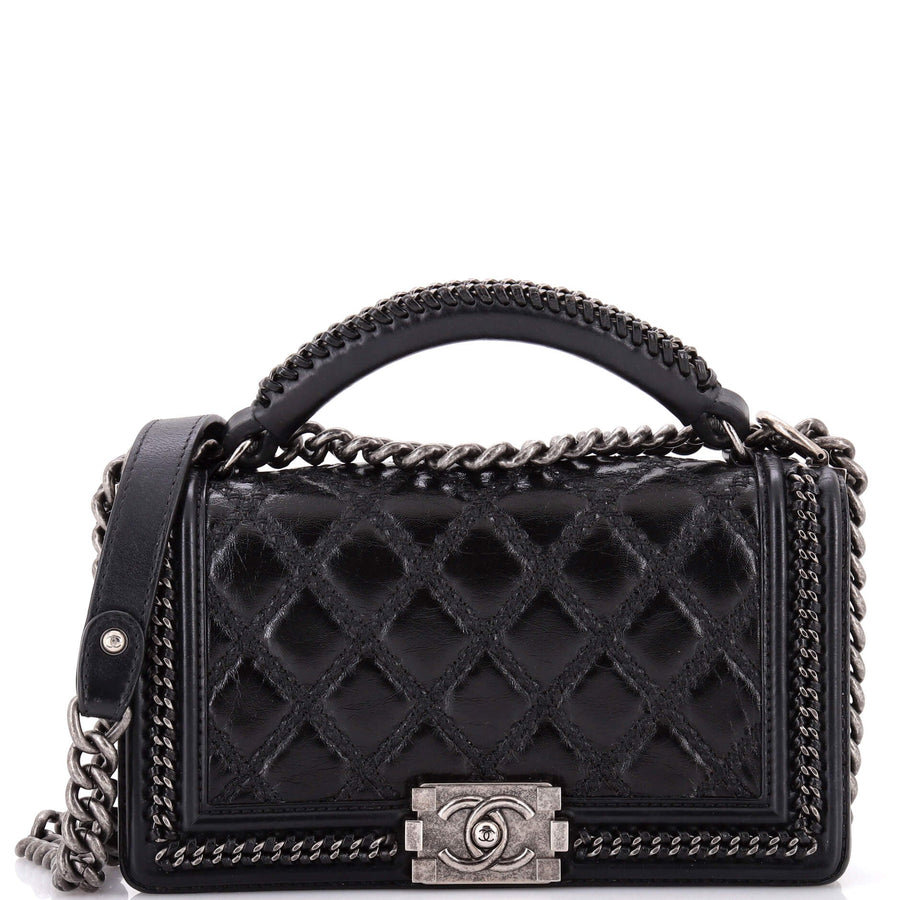 Chanel Chain Handle Boy Flap Bag Quilted