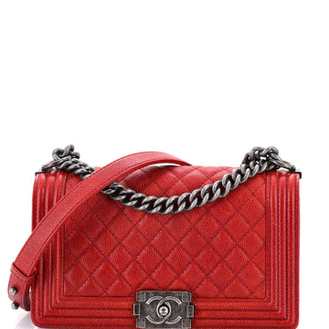 Chanel Boy Flap Bag Quilted Caviar Old