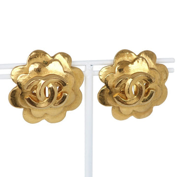 Chanel Cc Logo Flower Earrings Metal