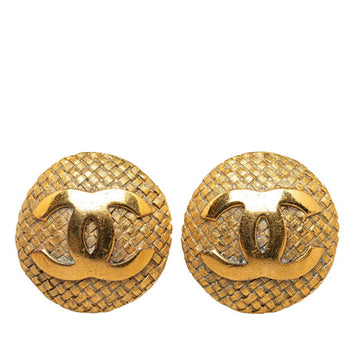 Chanel Cc Logo Clip-On Earrings Gold-
