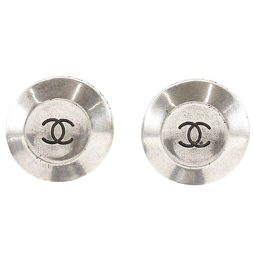 Chanel Cc Logo Clip-On Earrings Silver-