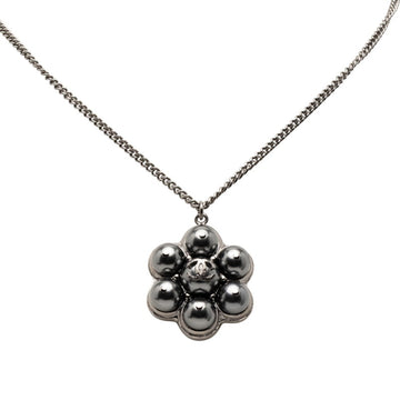 Chanel Cc Logo Pendant Necklace Silver-
