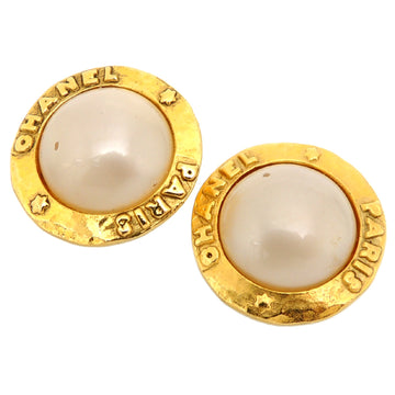 Chanel Pearl Clip-On Earrings Metal