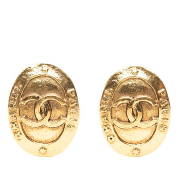 Chanel Cc Logo Oval Clip-On Earrings