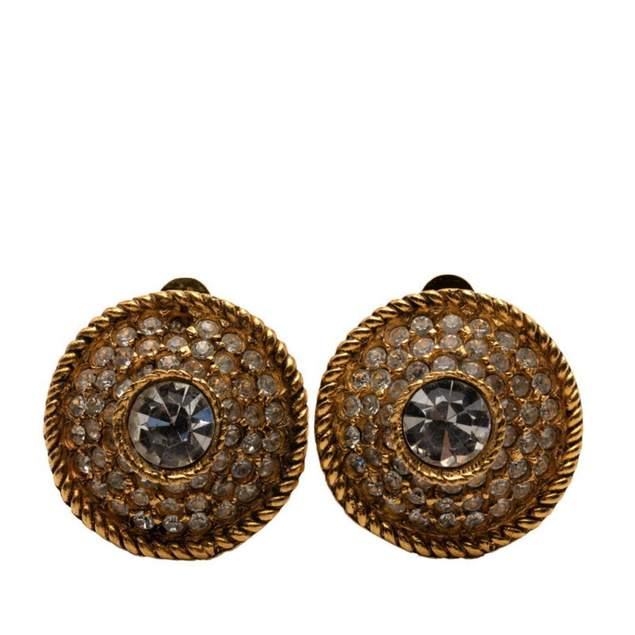 Chanel Earrings Rhinestone Gold-Tone