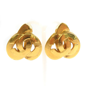 Chanel Cc Logo Clip-On Earrings Gold-