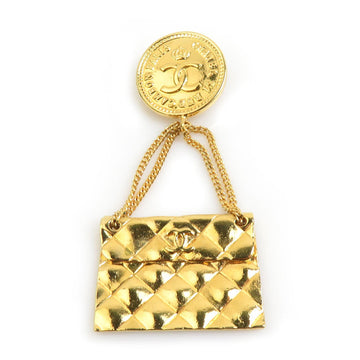 Chanel Cc Logo Brooch Gold-Tone Metal