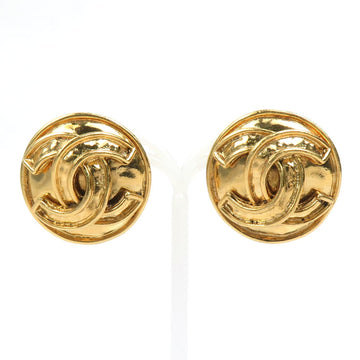 Chanel Cc Logo Clip-On Earrings Gold-