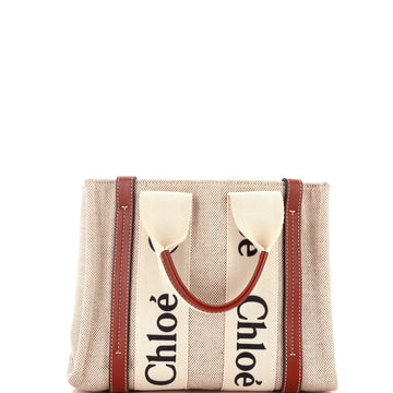 Chloe Woody Tote Canvas With Leather