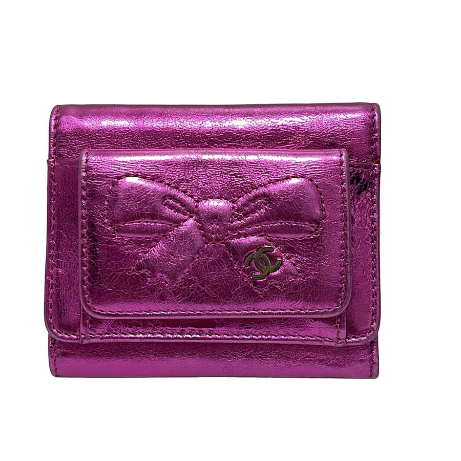 Chanel Trifold Wallet Pink Leather