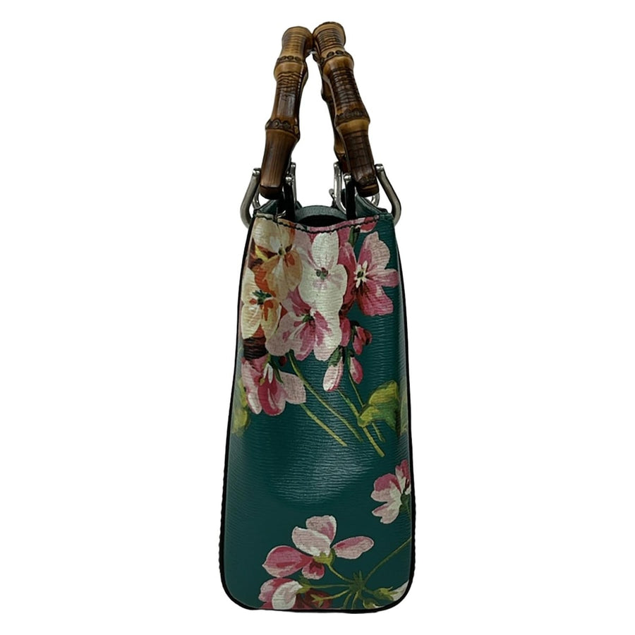 Gucci Bamboo Shopper Tote Bag Green Pink