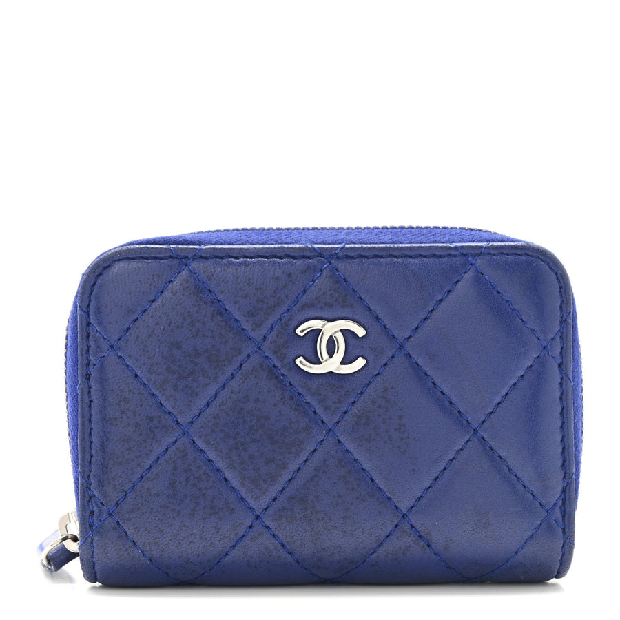 Chanel Lambskin Quilted Zip Around Coin