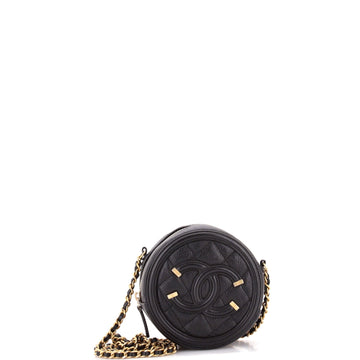 Chanel Filigree Round Clutch With Chain