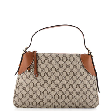 Gucci Emblem Shoulder Bag Gg Coated