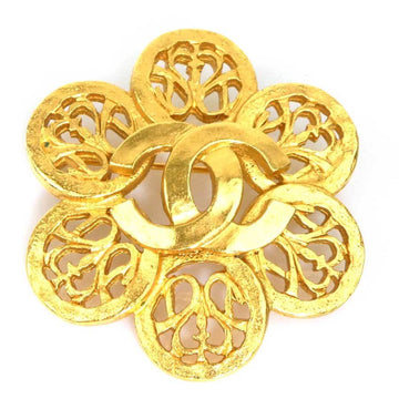 Chanel Cc Logo Brooch Gold-Tone Metal