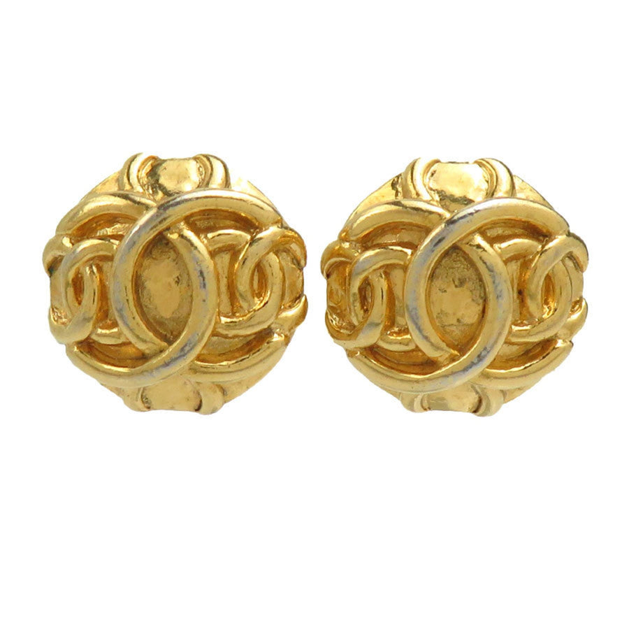 Chanel Cc Logo Clip-On Earrings Gold-