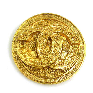 Chanel Cc Logo Brooch Gold-Tone Metal
