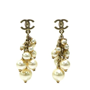 Chanel Cc Logo Earrings Gold-Tone Metal