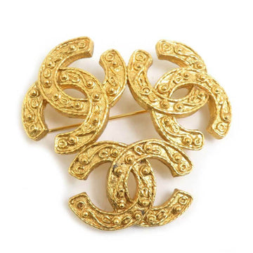 Chanel Cc Logo Brooch Gold-Tone Metal