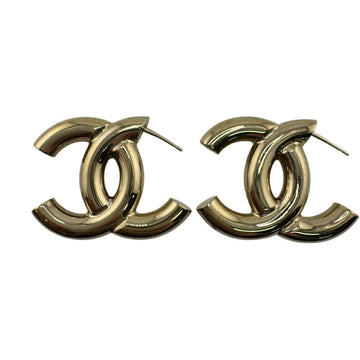 Chanel Cc Logo Earrings Metal Gold-Tone