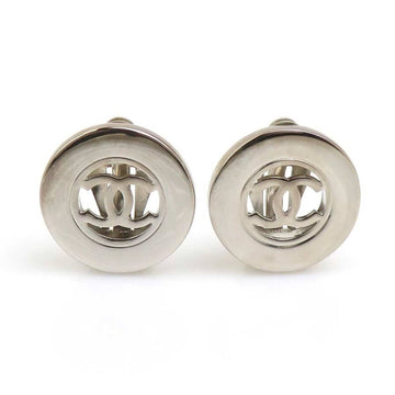 Chanel Cc Logo Clip-On Earrings Silver-