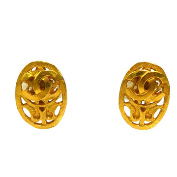 Chanel Cc Logo Clip-On Earrings Gold-