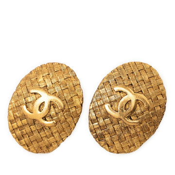 Chanel Cc Logo Oval Clip-On Earrings