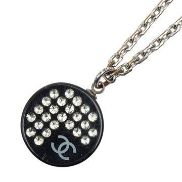 Chanel Cc Logo Pendant Necklace Silver-