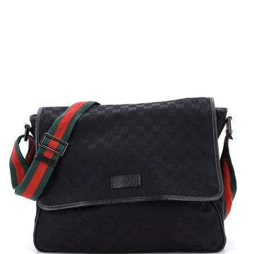Gucci Web Strap Flap Messenger Gg Canvas
