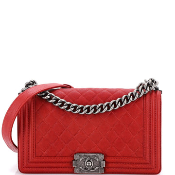Chanel Boy Flap Bag Quilted Caviar Old