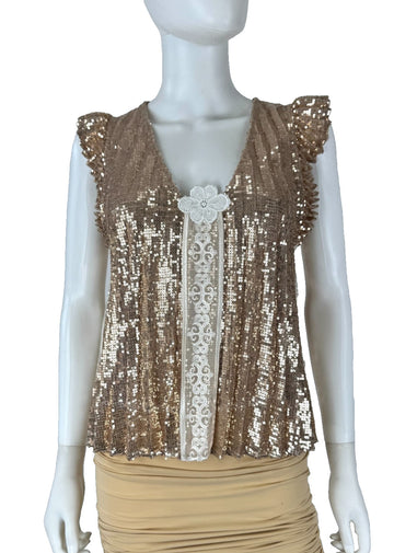 Flannel Sz 1 Nwt Rose Gold Sequin Top 4