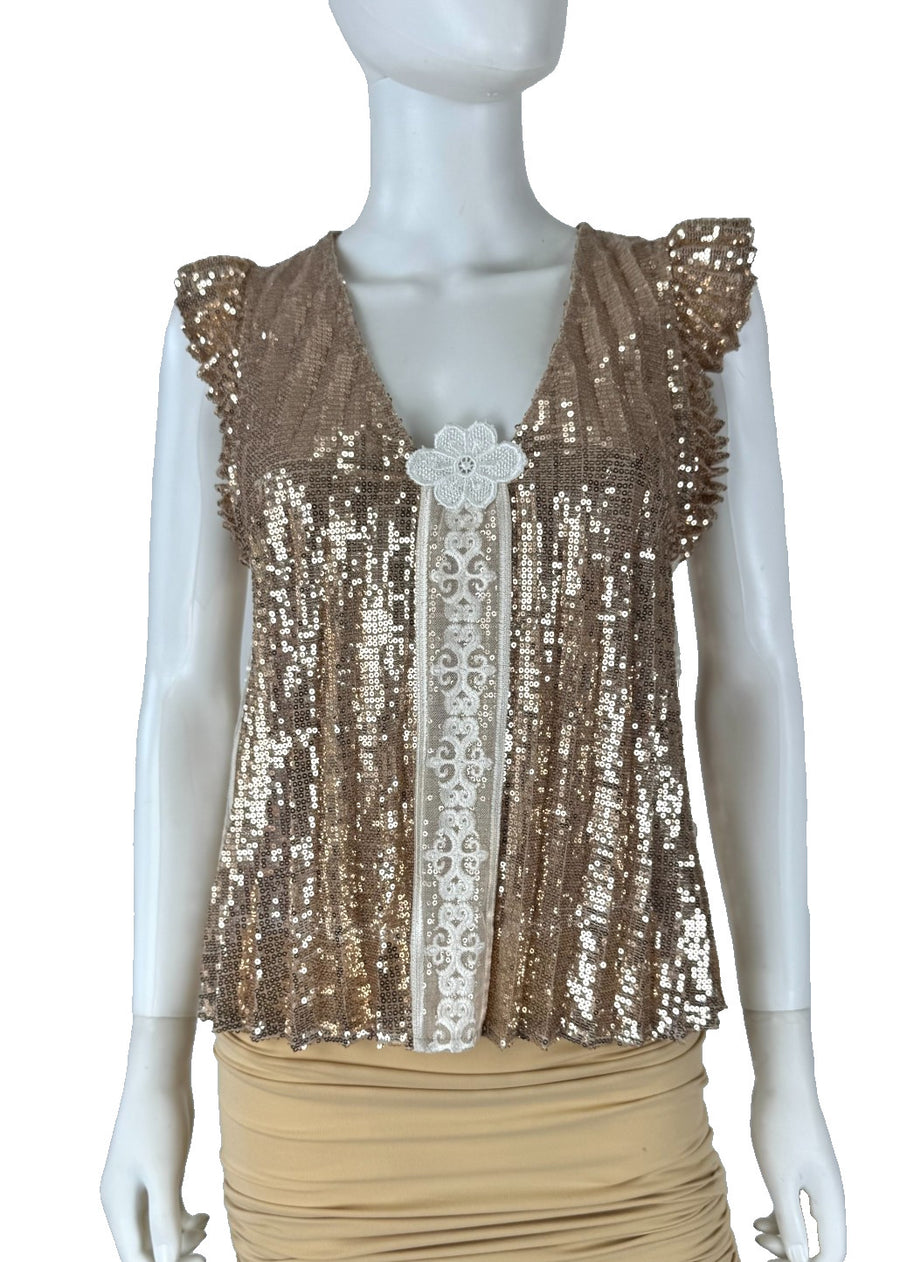 Flannel Sz 1 Nwt Rose Gold Sequin Top 4