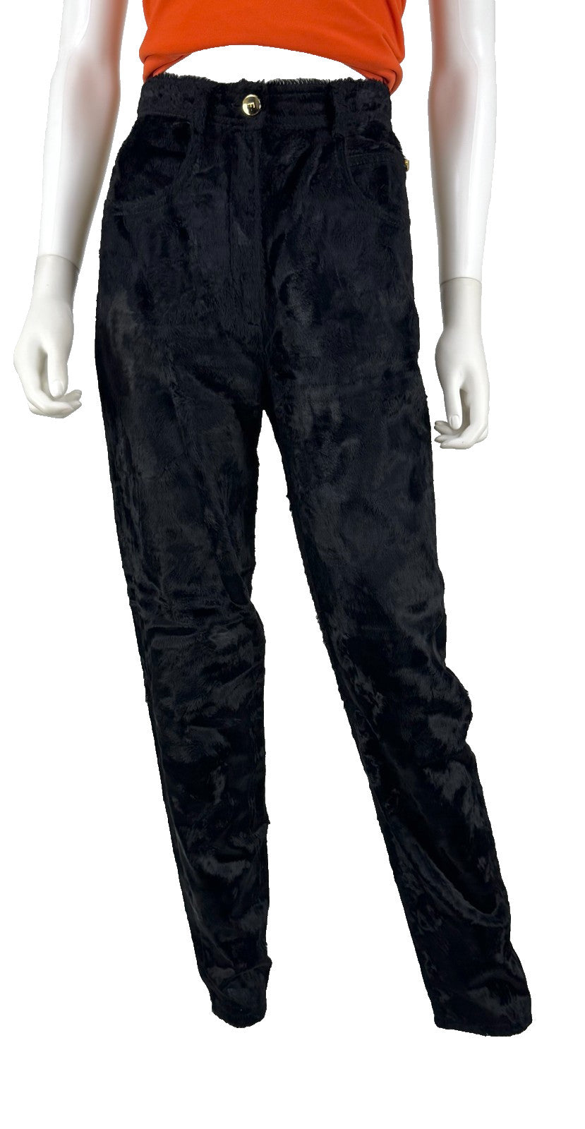 Gianfranco Ferre Black Faux Fur Pants 4