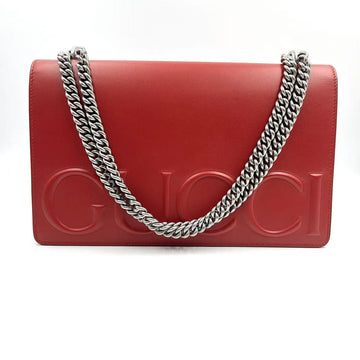 Hj Gucci Red Xl Leather Wallet On Chain