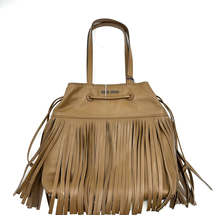 Miu Fringe Shoulder Bag Leather