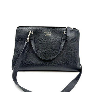 Gucci Black Leather Swing Tote Bag