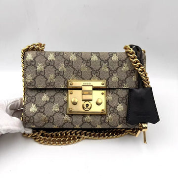 Hj Gucci Brown Gg Supreme Bee Padlock