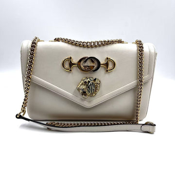 Hj Gucci White Leather Rajah Flap