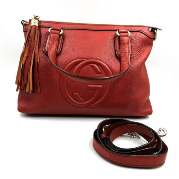 Hj Gucci Red Pebbled Leather Soho Top
