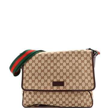 Gucci Web Strap Flap Messenger Gg Canvas