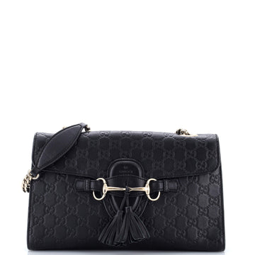 Emily Chain Flap Bag Guccissima Leather
