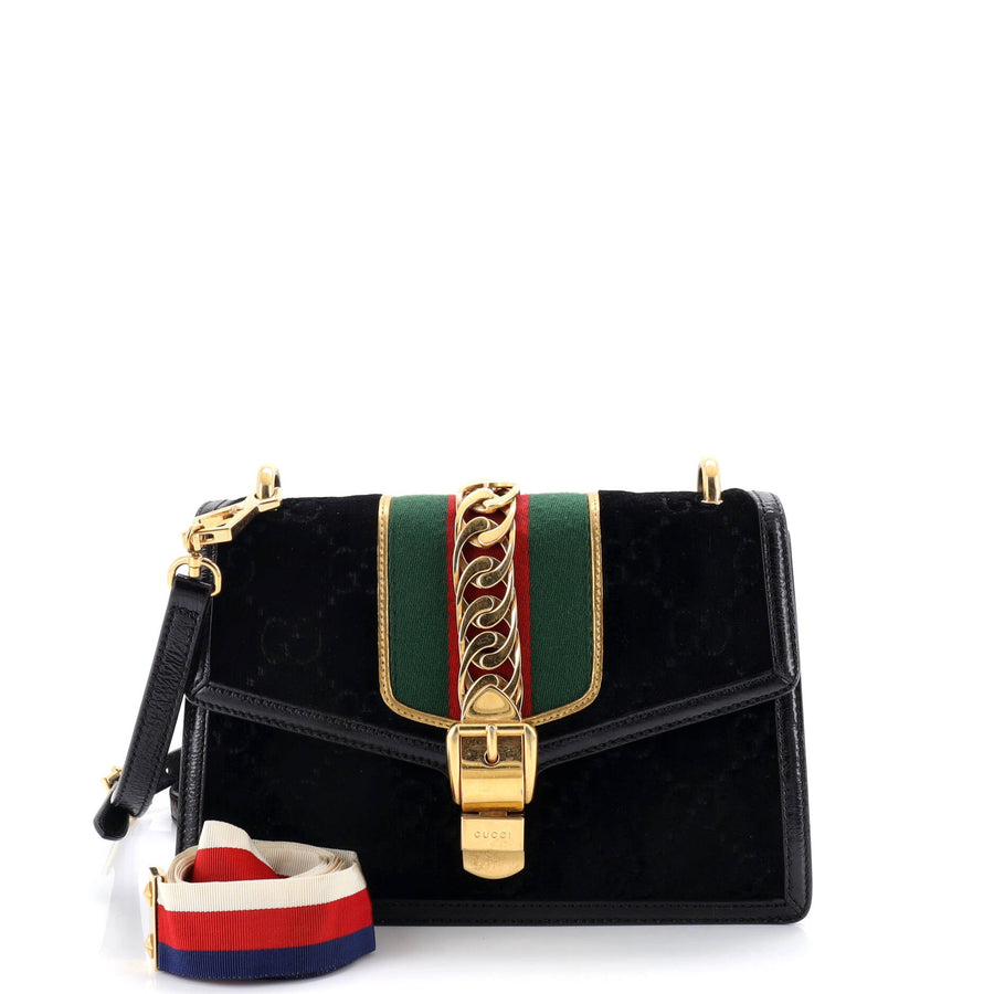 Gucci Sylvie Shoulder Bag Gg Velvet