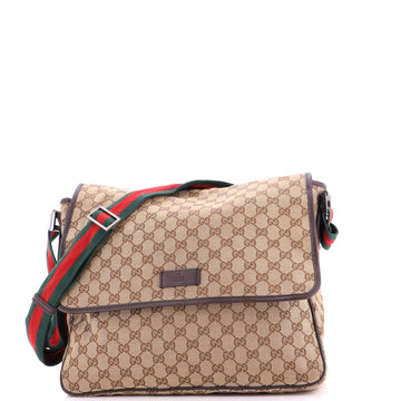Gucci Web Strap Flap Messenger Gg Canvas