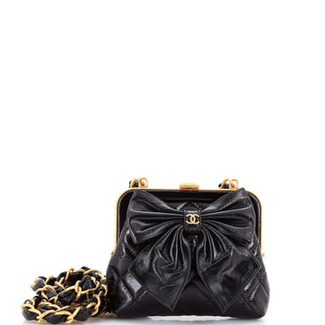 Chanel Bow Frame Clutch With Chain