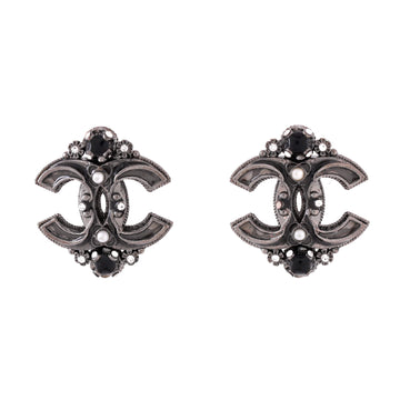 Chanel Cc Stud Earrings Metal With Faux