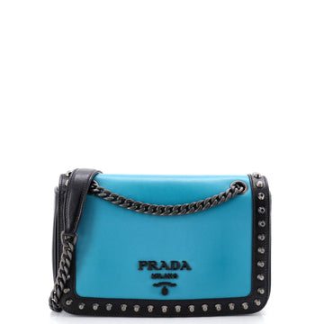 Prada Chain Flap Bag Studded Glace Calf