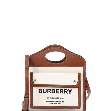 Burberry Logo Pocket Tote Canvas With