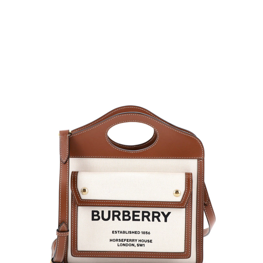 Burberry Logo Pocket Tote Canvas With