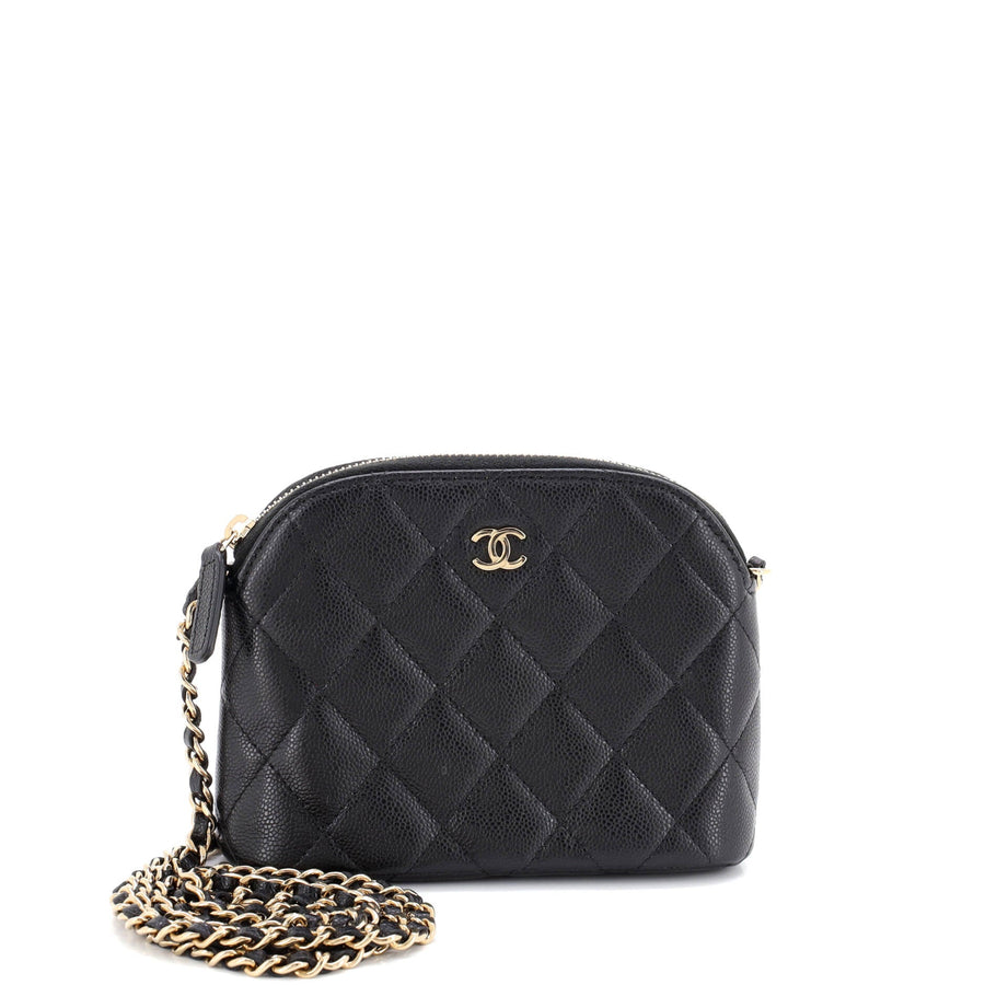 Chanel Cc Dome Zip Clutch With Chain