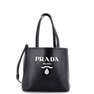 Prada Logo Convertible Open Tote Leather